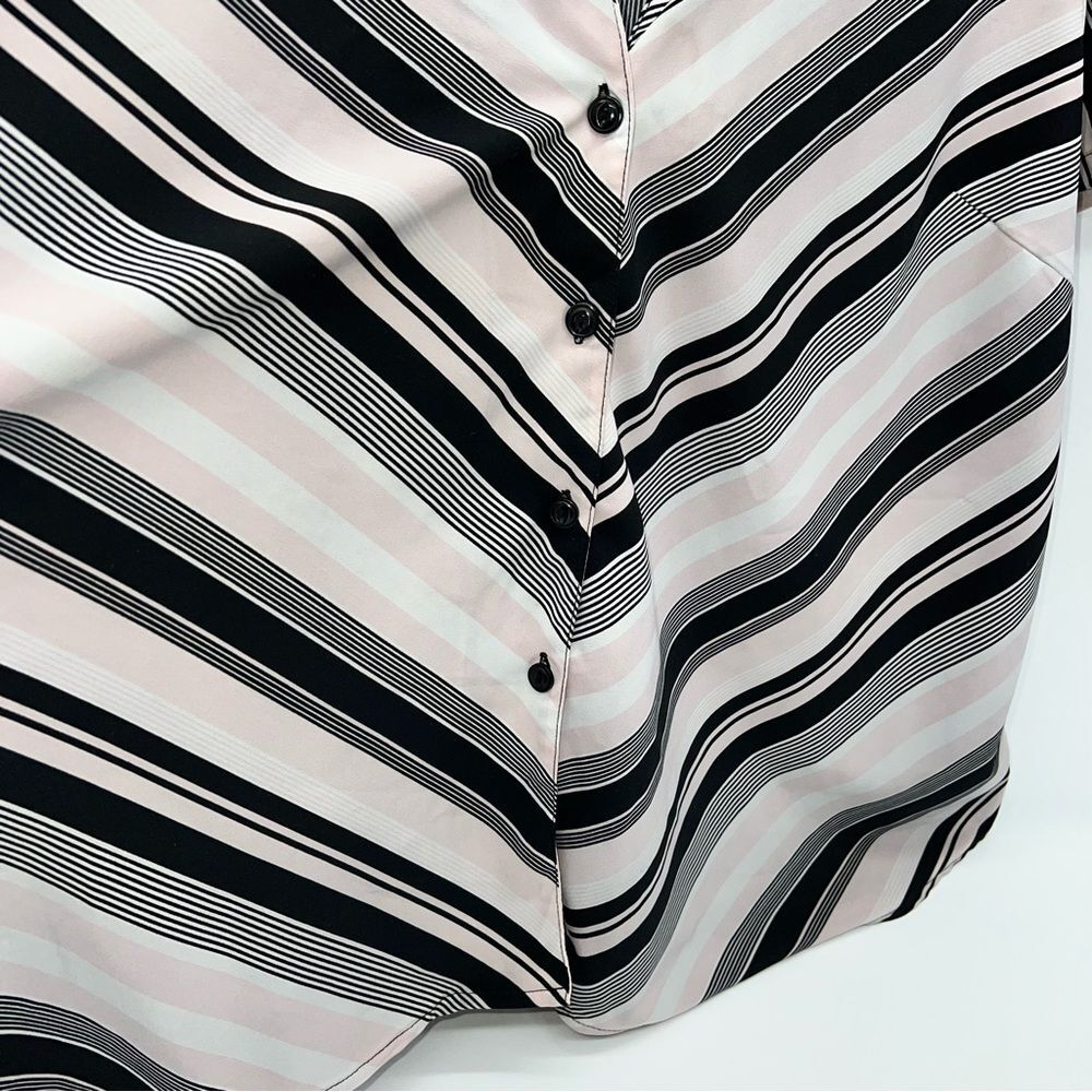 Blue Diamond Plus Stretch Short Sleeve Striped Blouse - Pink/Black/Off White 24 - Picture 4 of 8